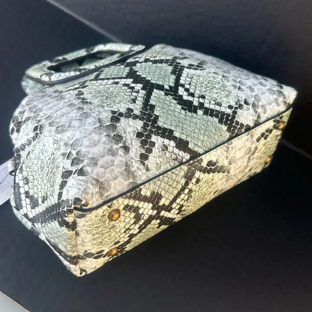 New GUESS Errin Snakeskin Small Frame Satchel
